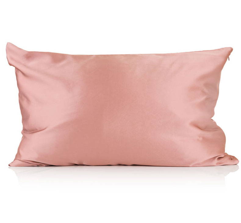 a dark pink silk pillowcase