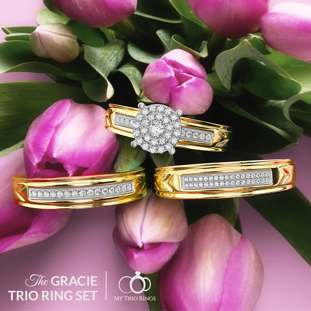 Gracie Trio Ring Set made with natural diamonds