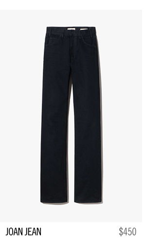 A pair of black jeans with a price tag of $450.
