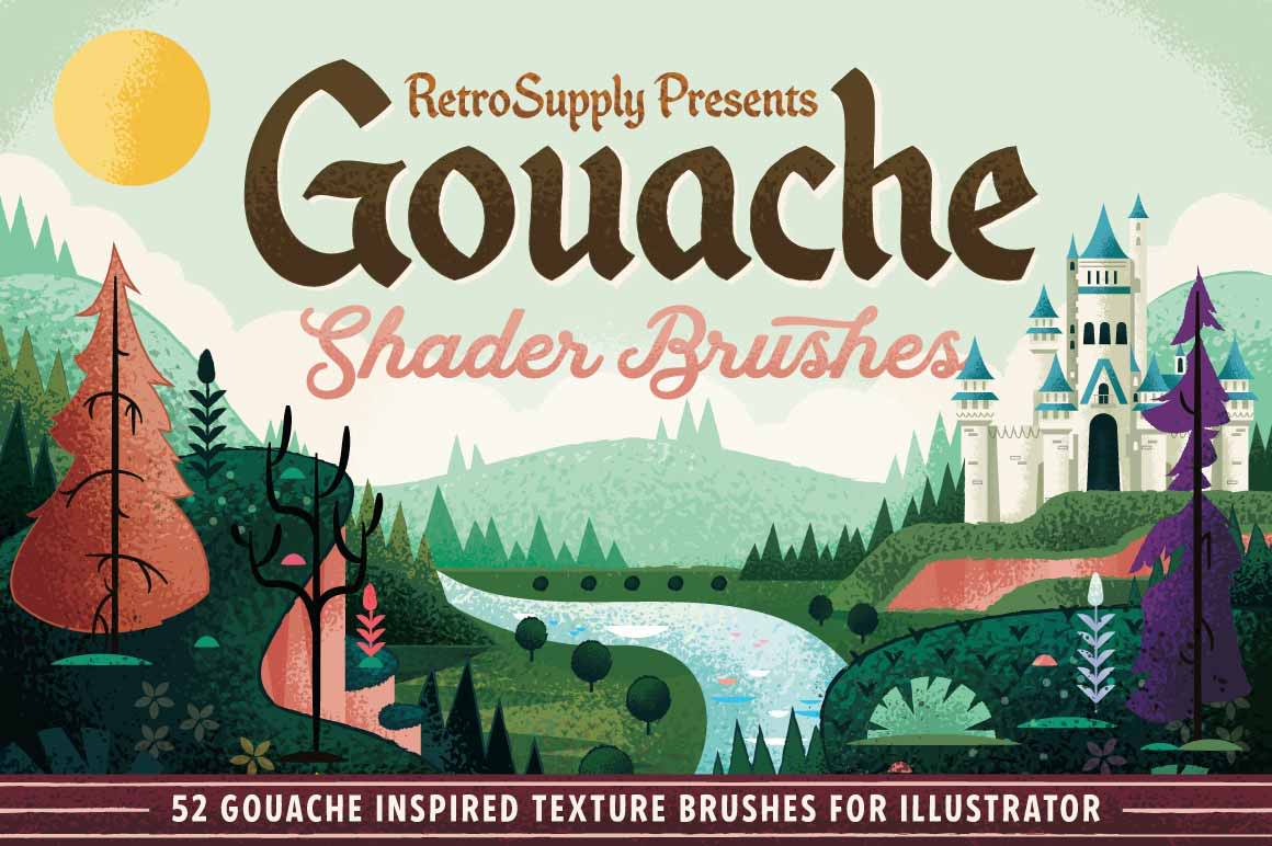 Gouache Shader Brushes for Adobe Illustrator