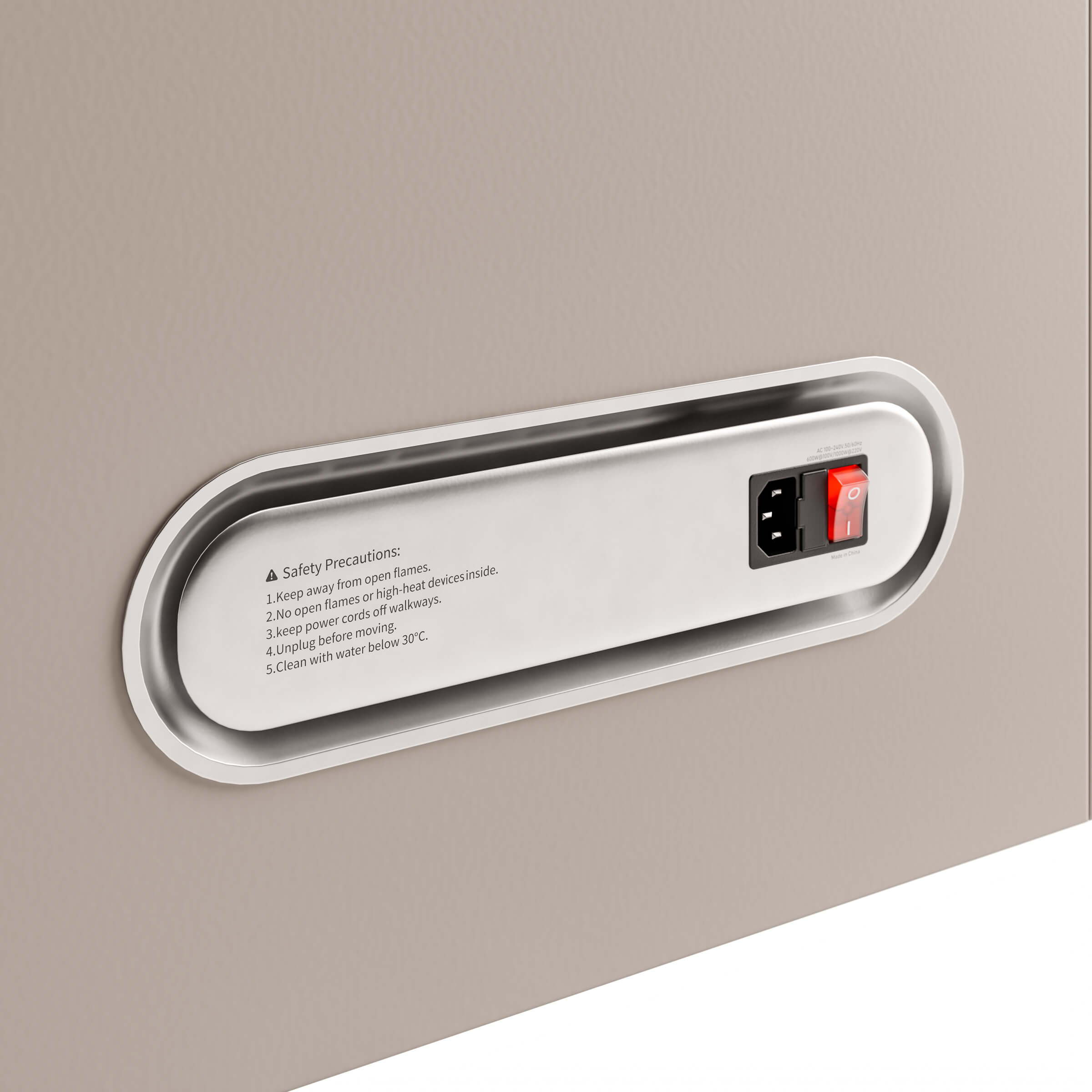 Close-up of the on/off button on a phone booth, brought into focus