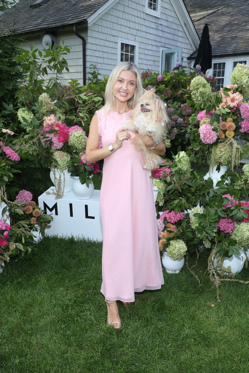 Tatiana wears the Linda Dress at MILLY x The Daily Front Row's Maidstone Hamptons Cocktail Party.