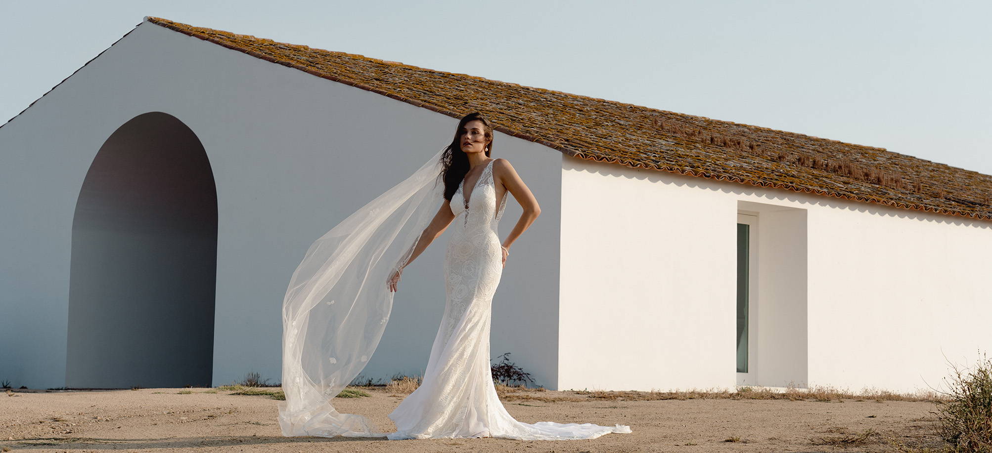 Grace Loves Lace model in Dahlia gown in Portugal