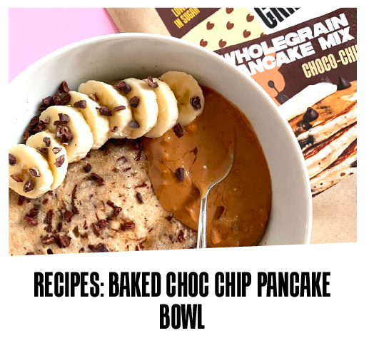 Recipes: baked choc chip pancake bowl