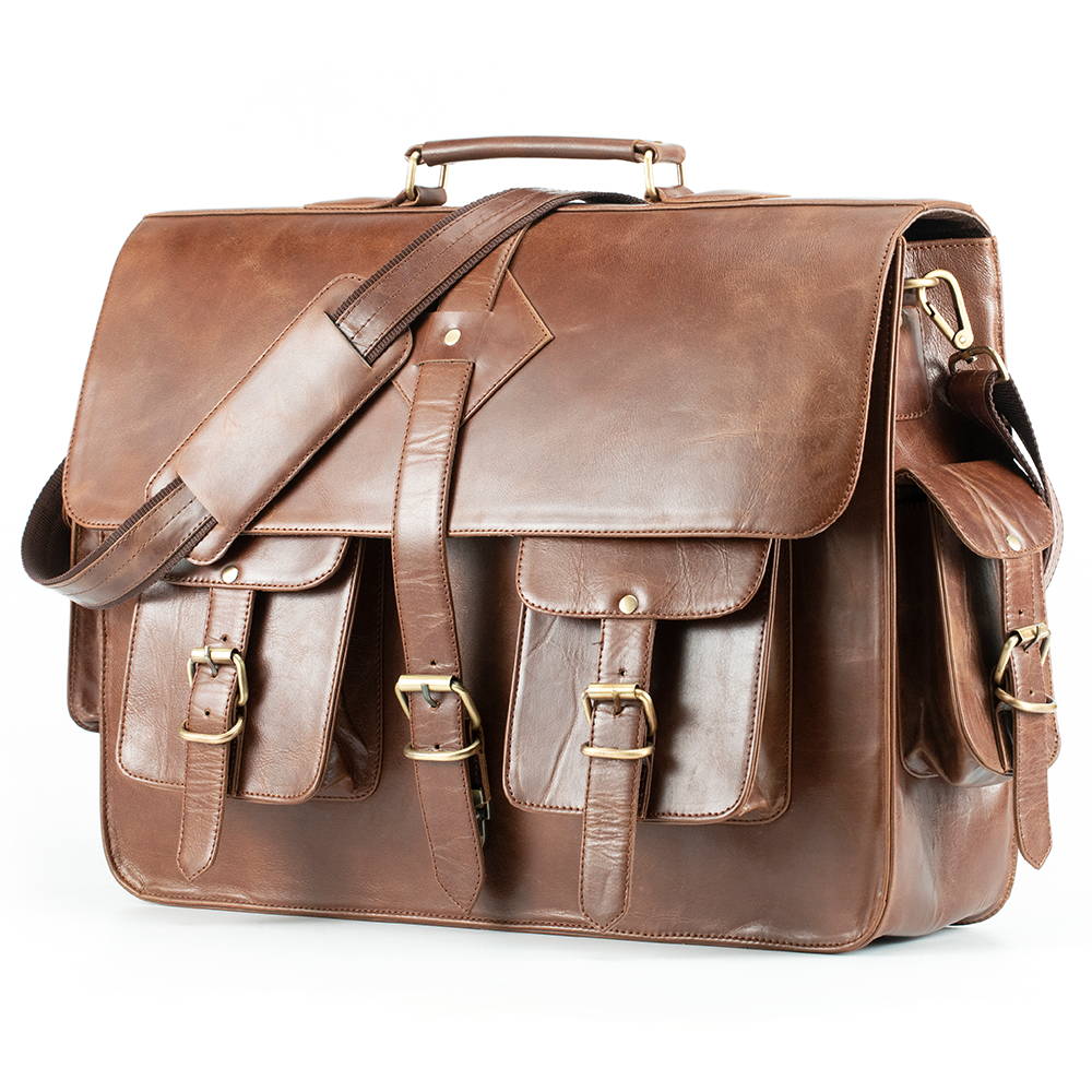 river cartridge Misunderstanding Men's Leather Messenger Briefcase Bag for Laptops - Vintage Satchel – The  Real Leather Company
