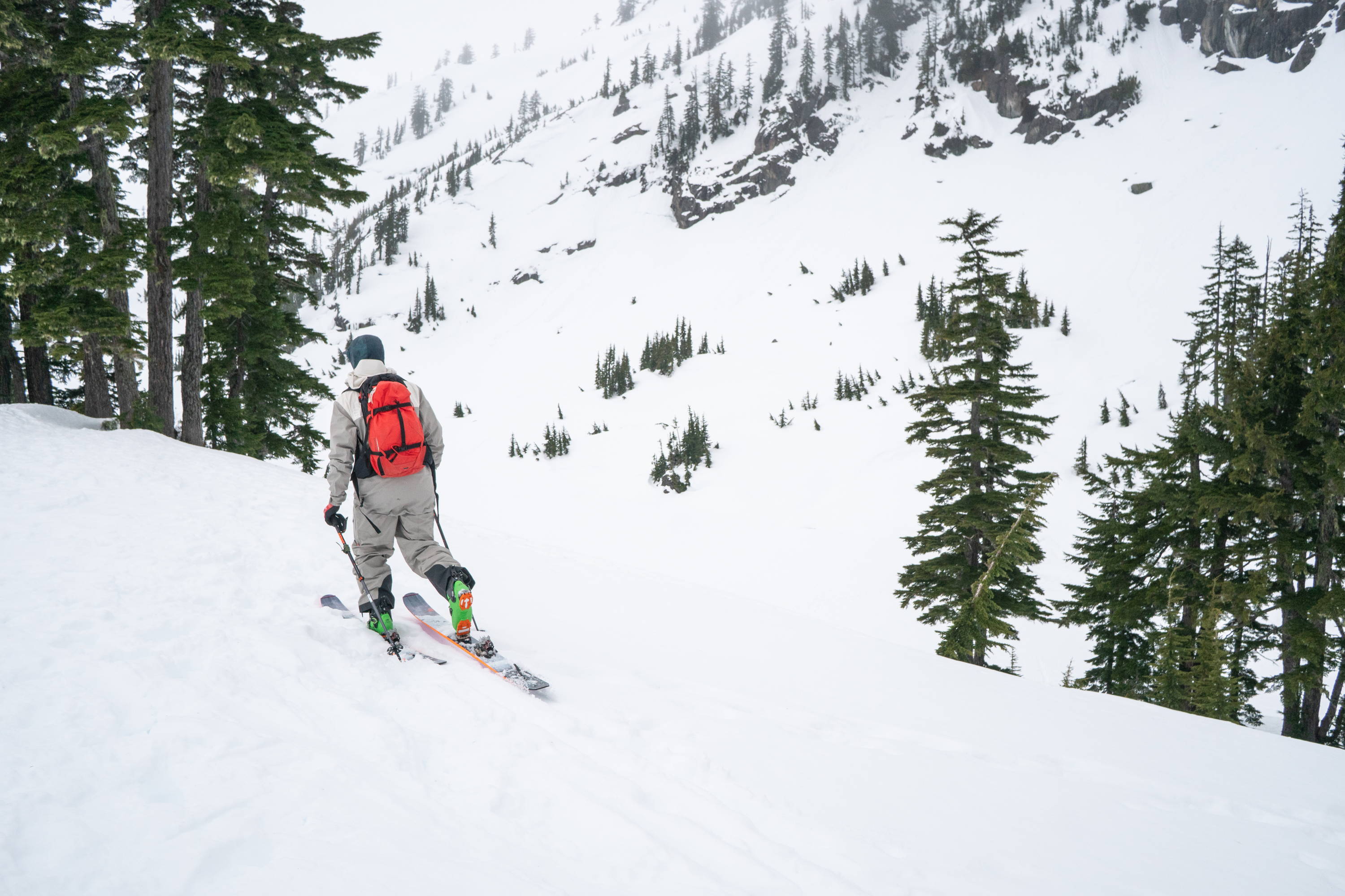 skier  touring in the backcountry