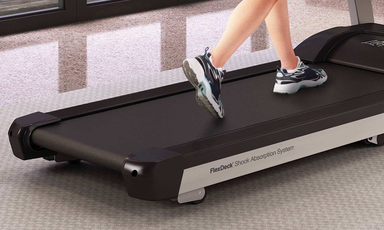 FlexDeck Shock Absorption System on Life Fitness Treadmill