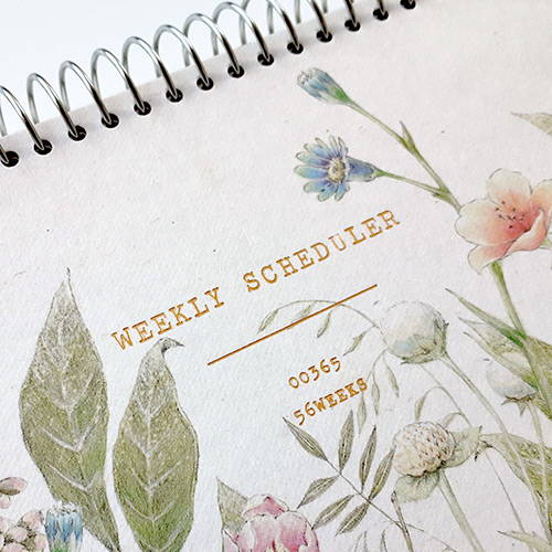 Hardcover - O-CHECK Floral dateless weekly desk spiral planner scheduler