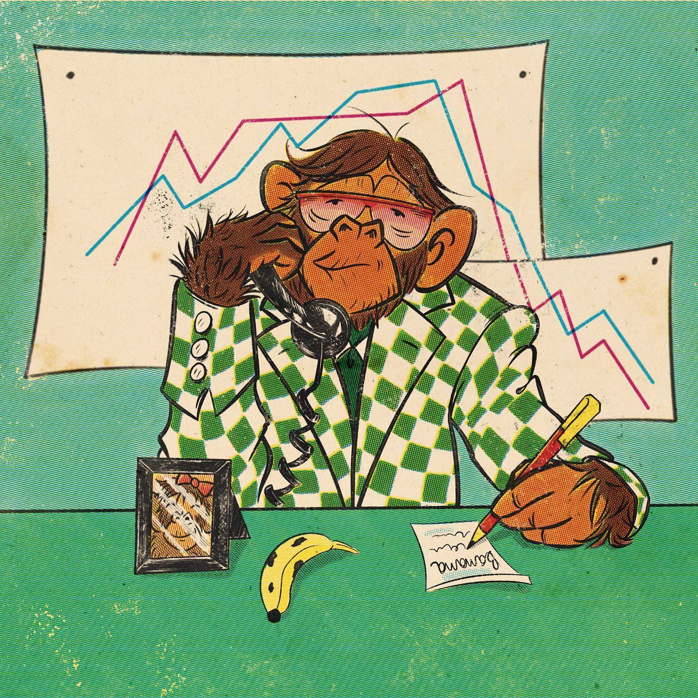 Eduardo Correa - Vintage comic chimpanzee illustration.