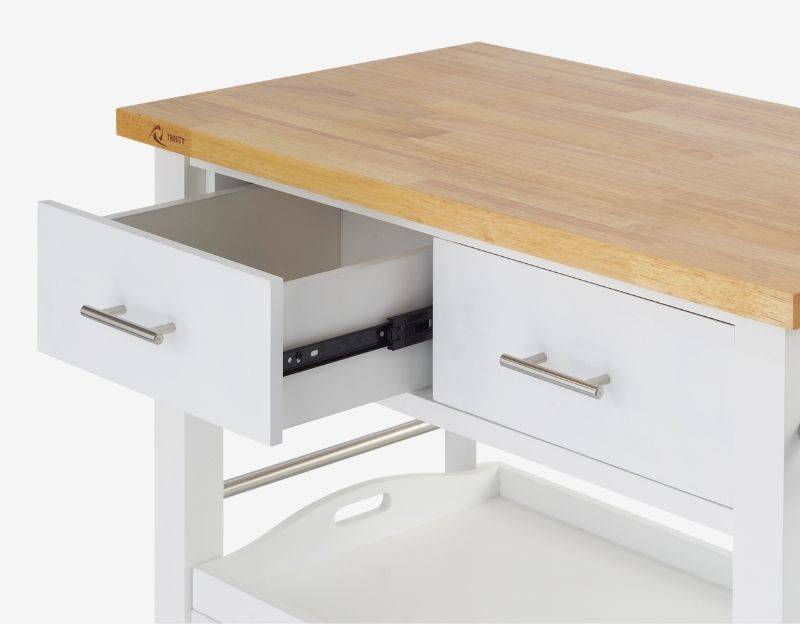 White kitchen cart drawer