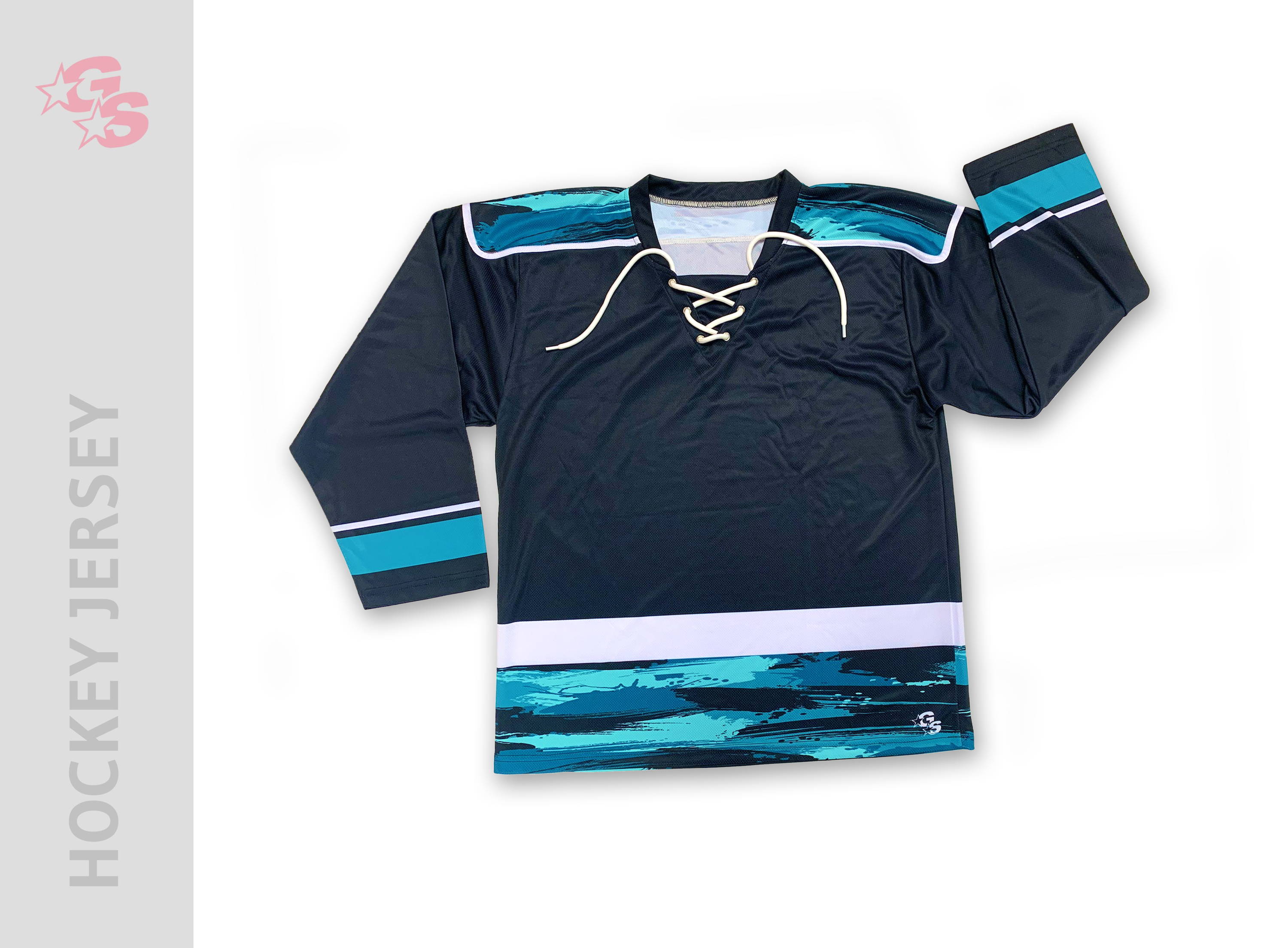  HSX Tees Customize Green/Navy/Light Blue Hockey Jersey