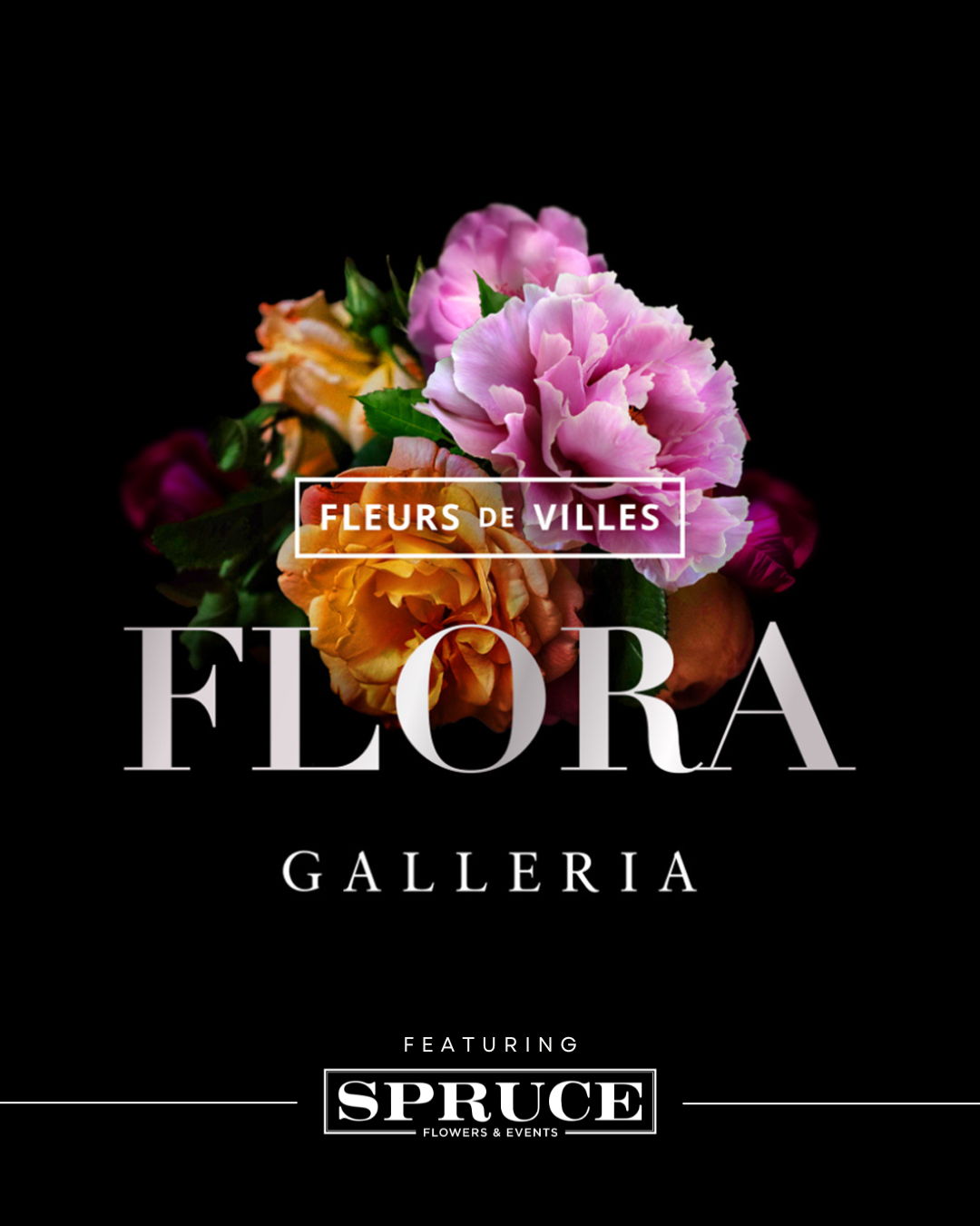 Floral arrangement with text: 
