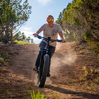 Testing the speed of a Bakcou electric hunting bike.