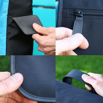 maccase premium leather touch points on nylon bags