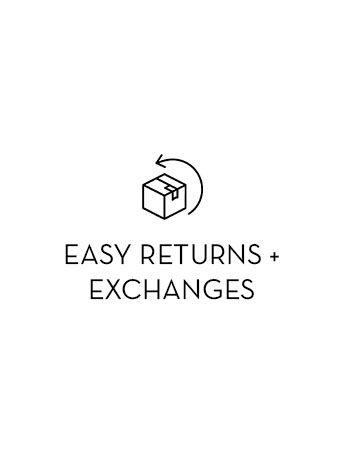 Icon indicating easy returns and exchanges with text.