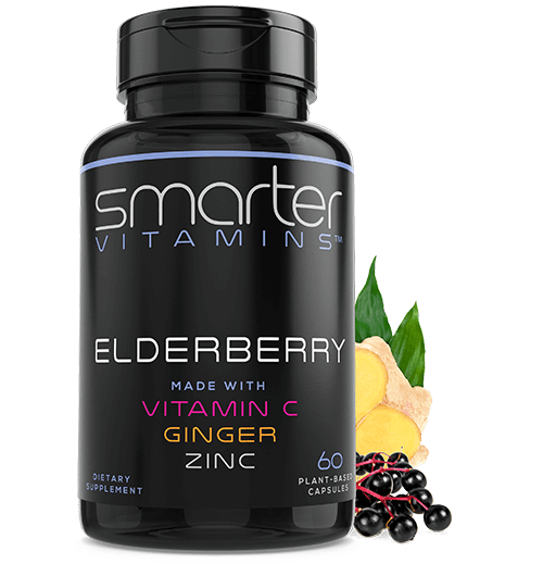 Bottle of Elderberry, made with vitamin c, ginger, and zinc. 