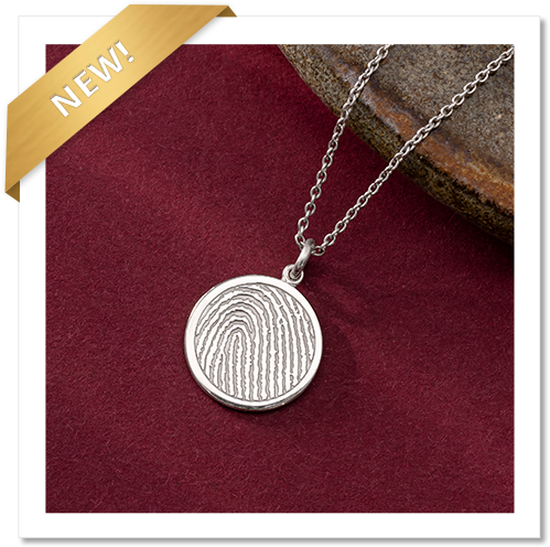 sterling silver disc charm fingerprint necklace