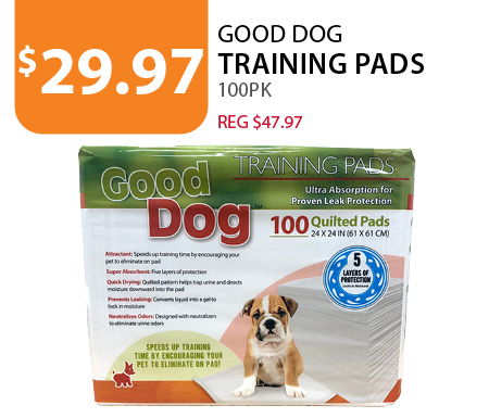 $29.97 (reg $47.97) Good Dog Training Pads 100 PK