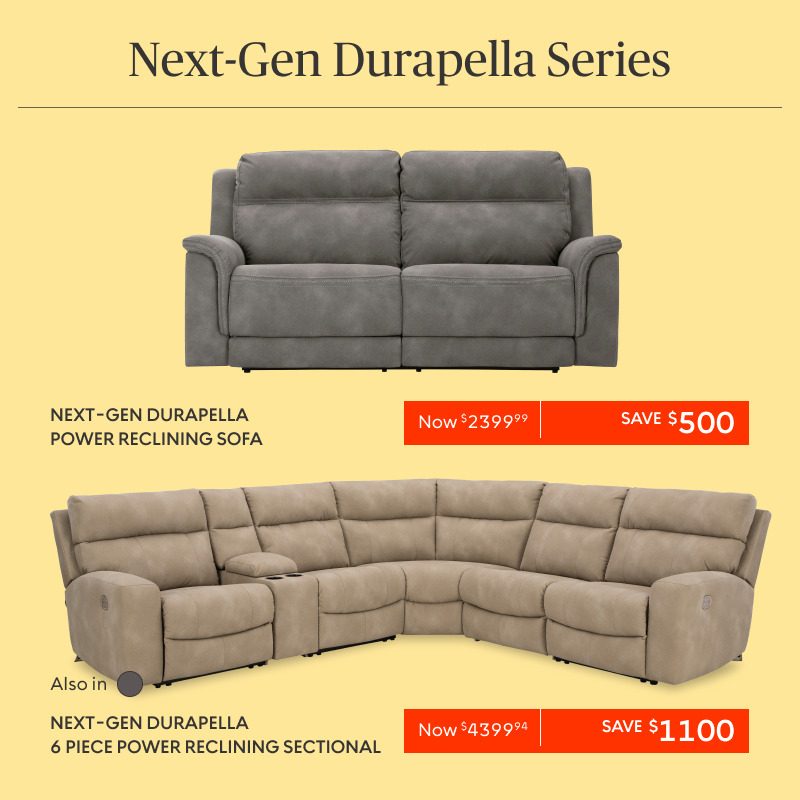 Next-Gen Durapella Reclining Sofa and Sectional on Sale
