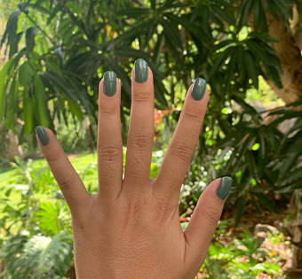 naupaka non toxic  nail polished hand in tea leaves
