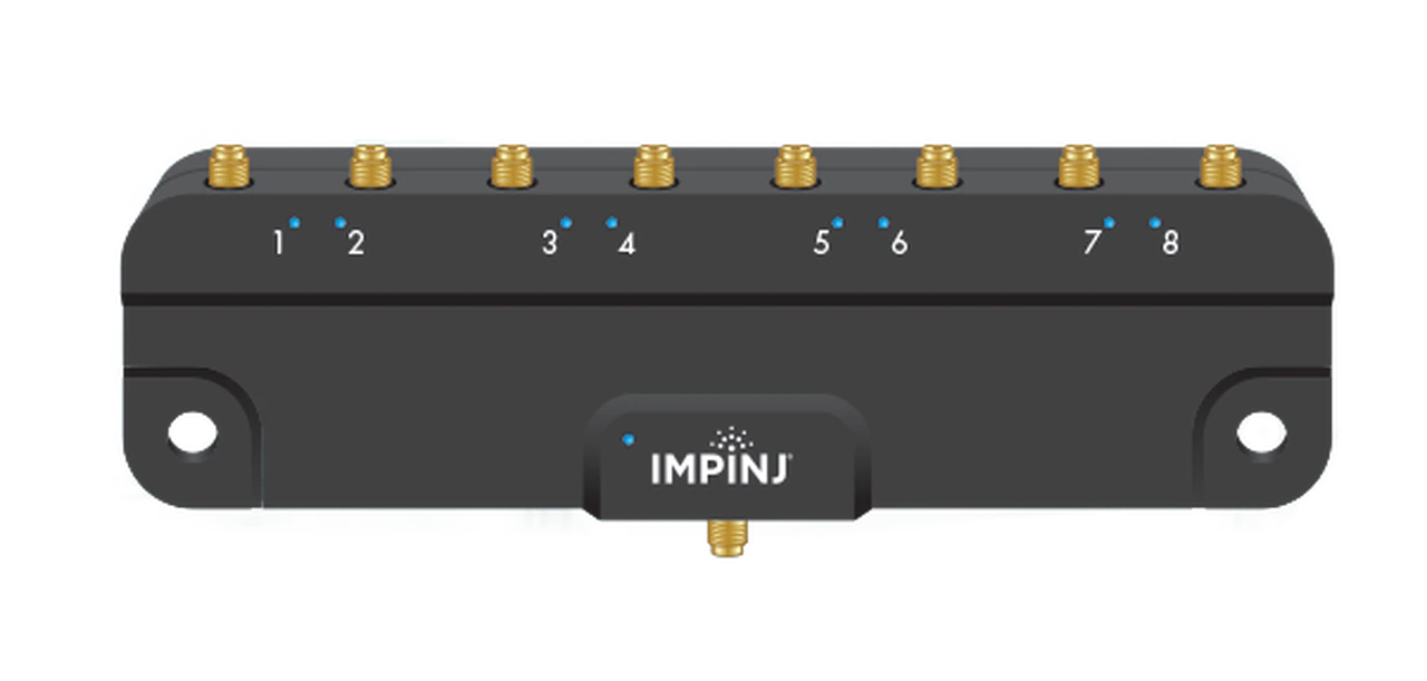 A black electronic device with multiple connectors and LED indicators.
