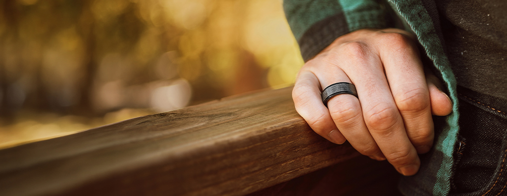 black titanium fingerprint ring