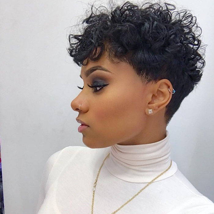 Curly pixie hairstyle for short hair