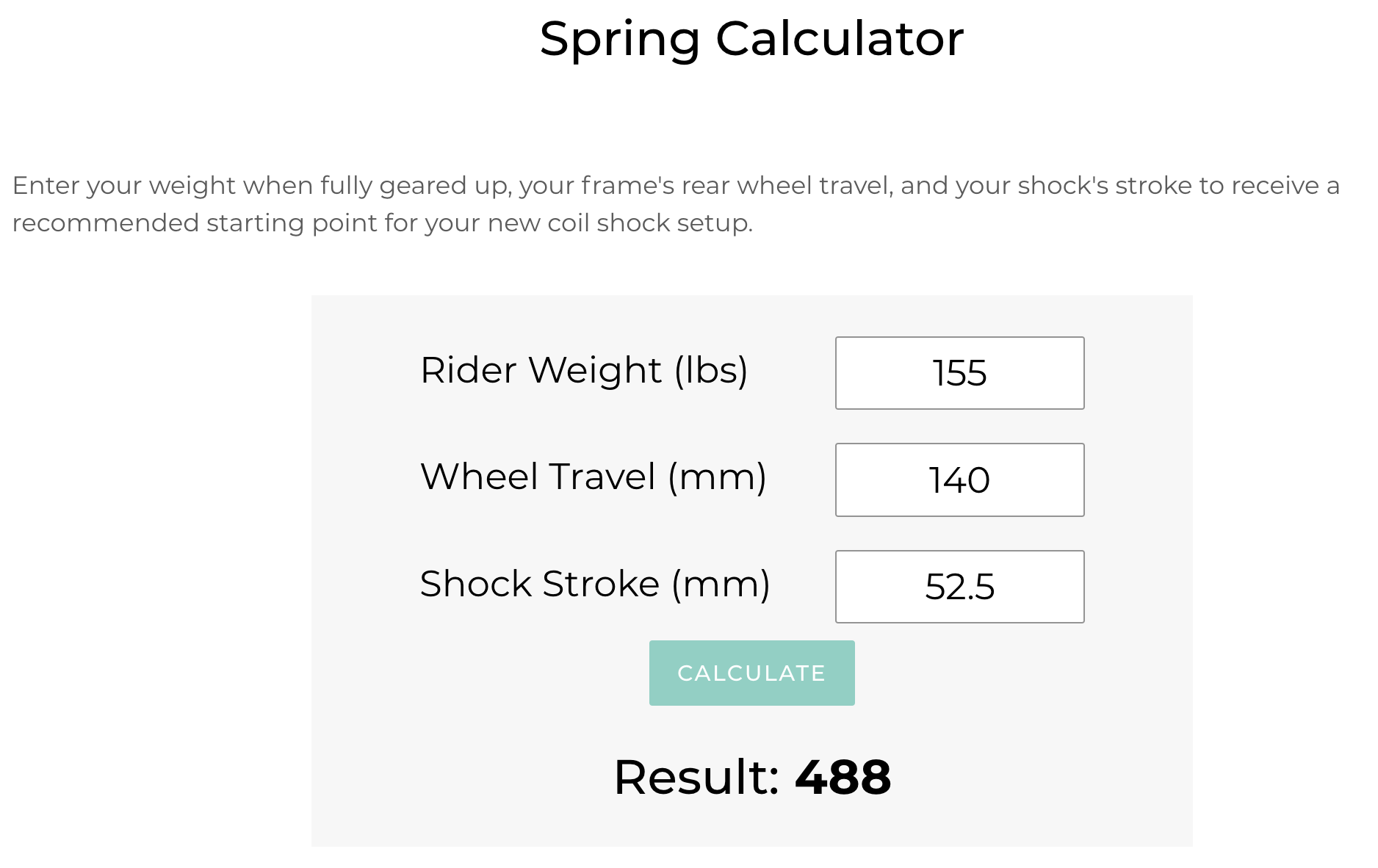 mtb spring rate calculator for rear shocks