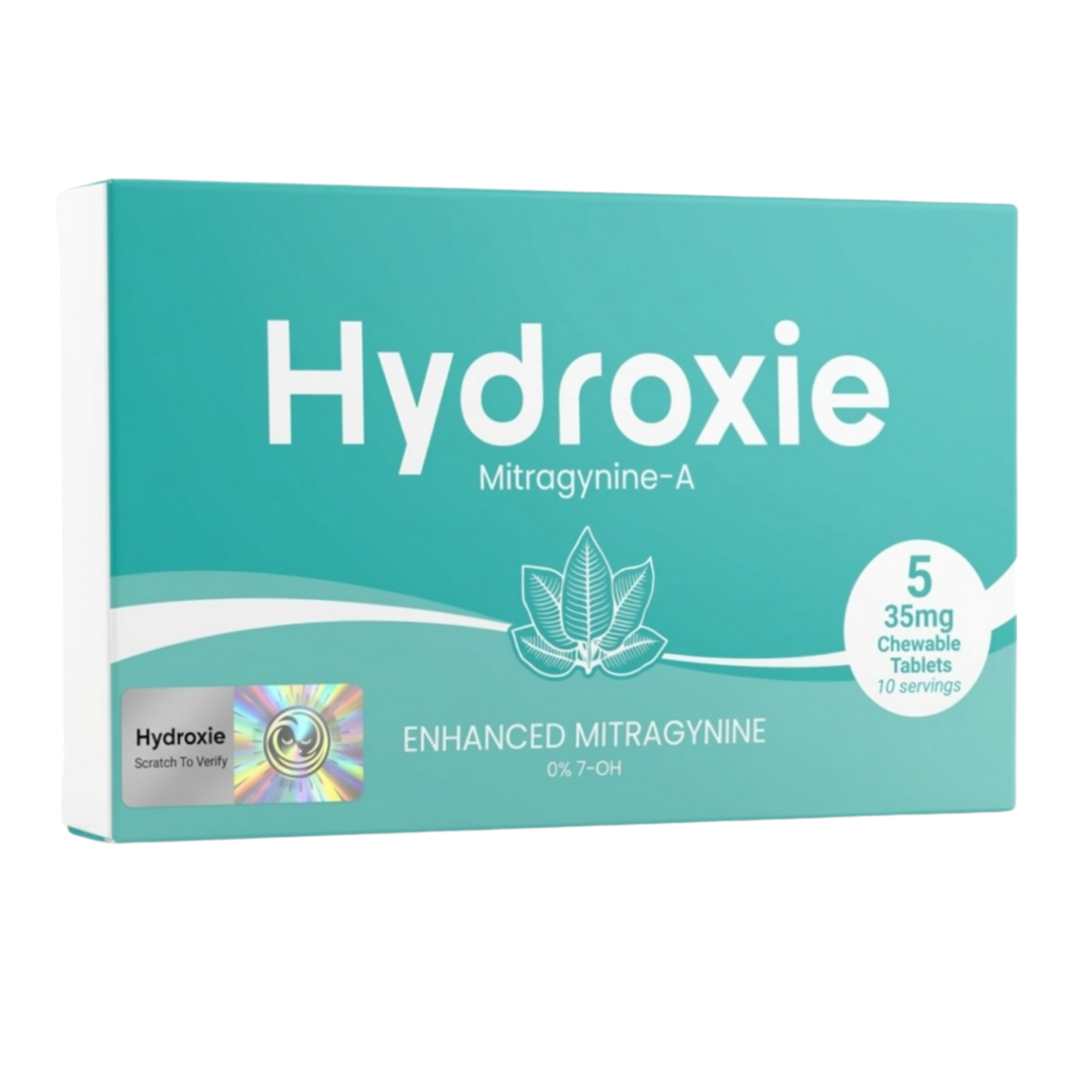 Box of Hydroxie Mitragynine-A with five 35mg servings.