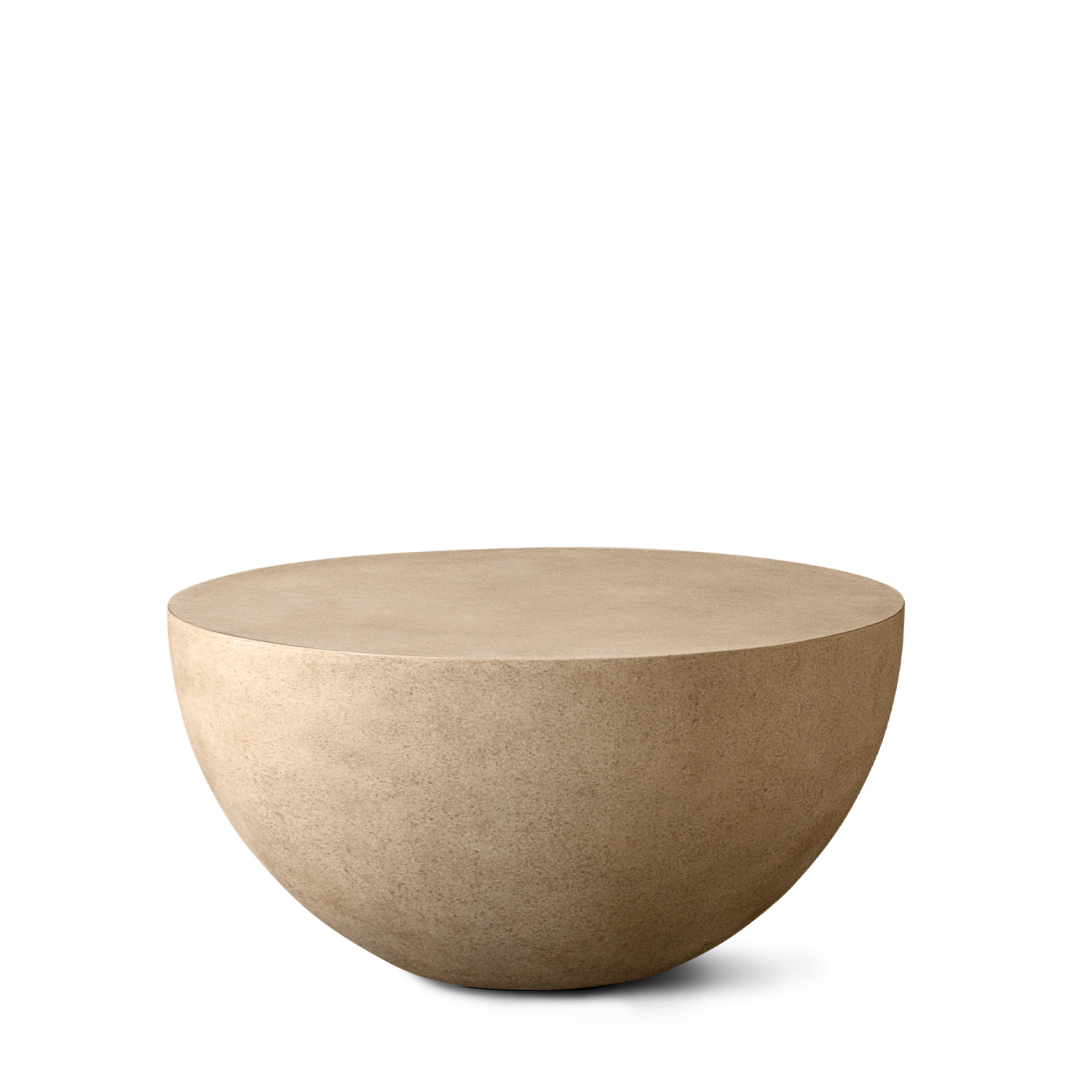 A round, beige bowl with a smooth surface.