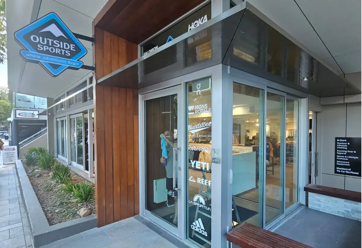 Outside Sports Noosa entrance Hastings Street
