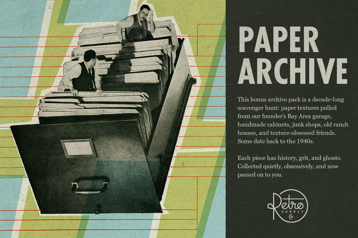 Image of a paper archive with text description.