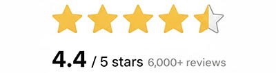 4.4 out of 5 stars rating with over 6,000 reviews.