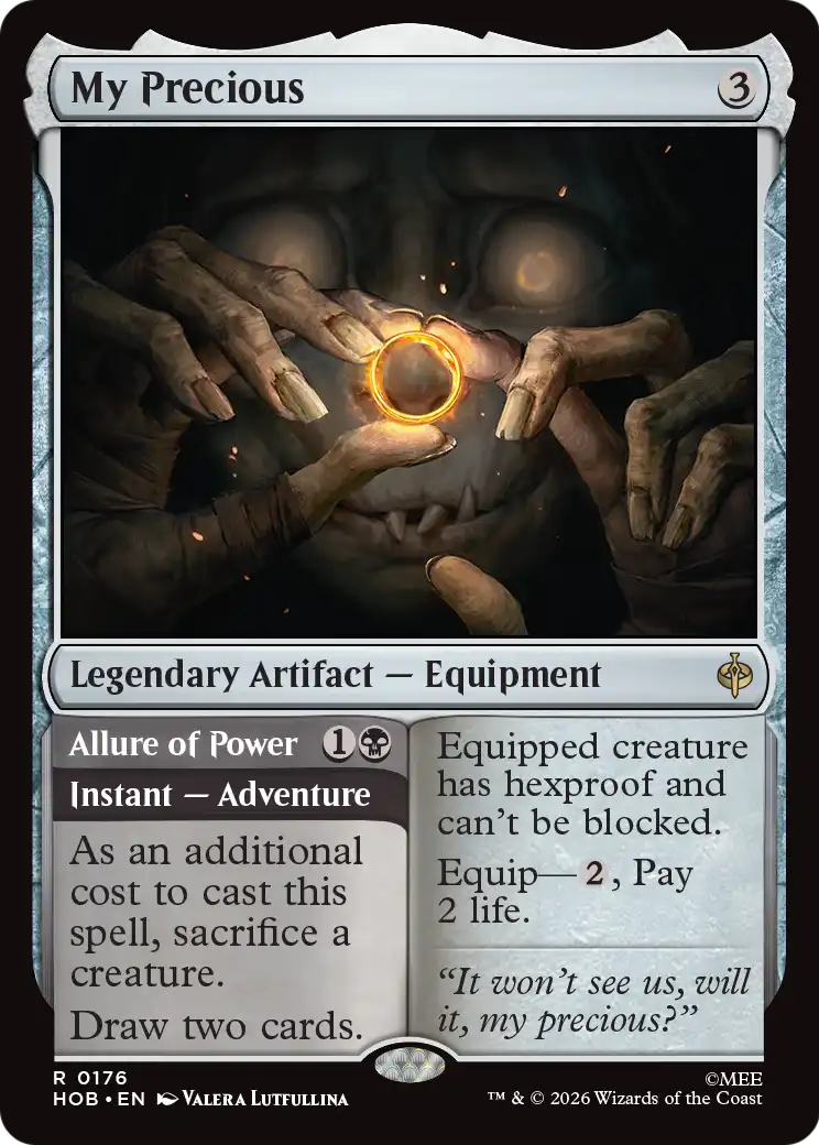 mtg the hobbit set list - Card art featuring hands holding a glowing ring.