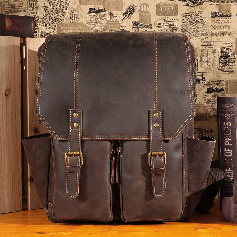 the compact leather backpack