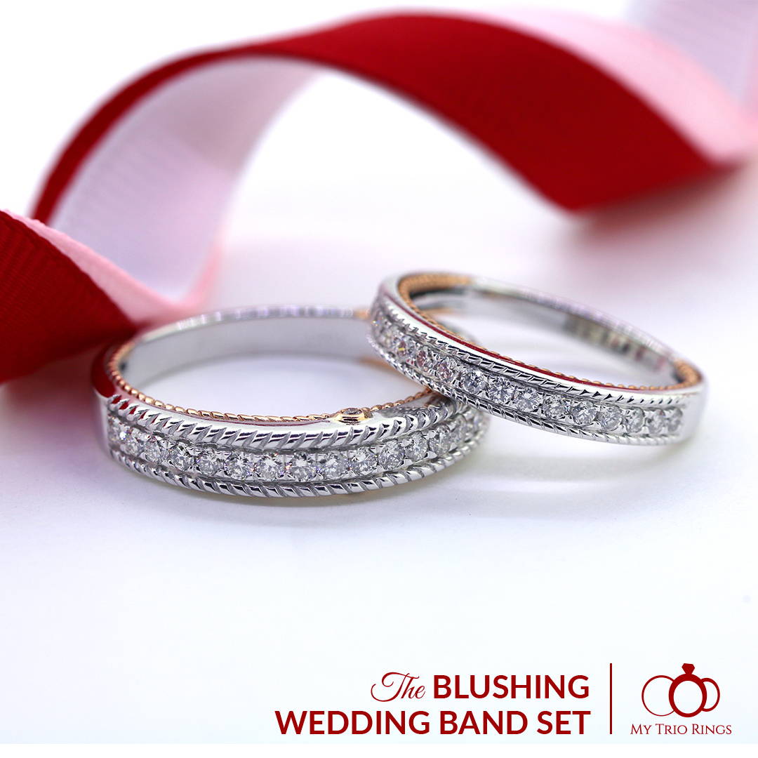 Blushing Wedding Band Set