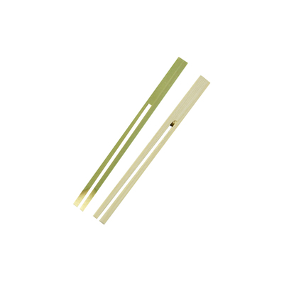 Two dual prong bamboo skewers with natural coloration