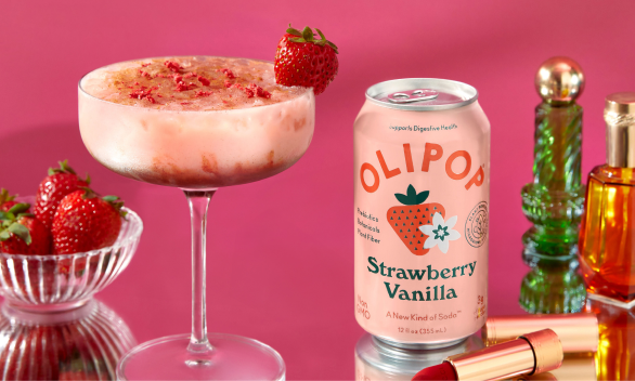 Strawberry Spice-Tini Mocktail with OLIPOP Strawberry Vanilla