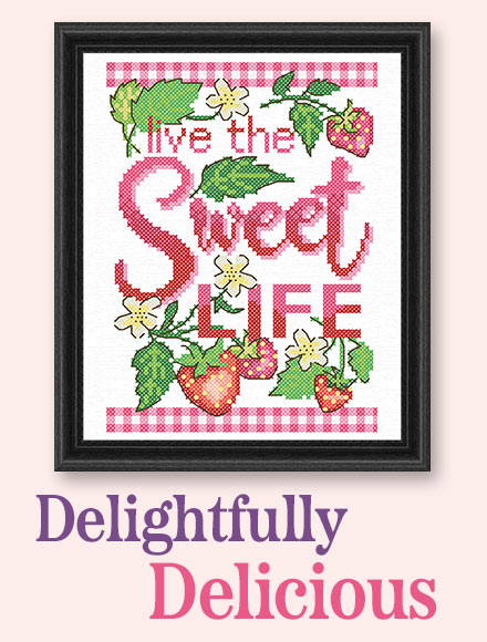 Delightfully Delicious. Image: live the Sweet Life needlework wall hanging.
