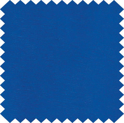 Solid blue fabric swatch with scalloped edges.