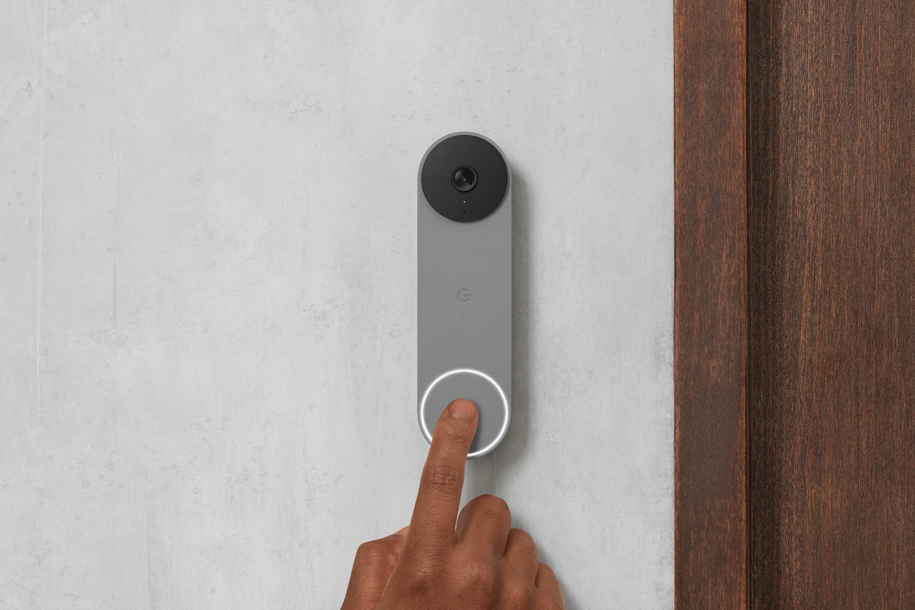 ash colored Nest smart video doorbell battery version