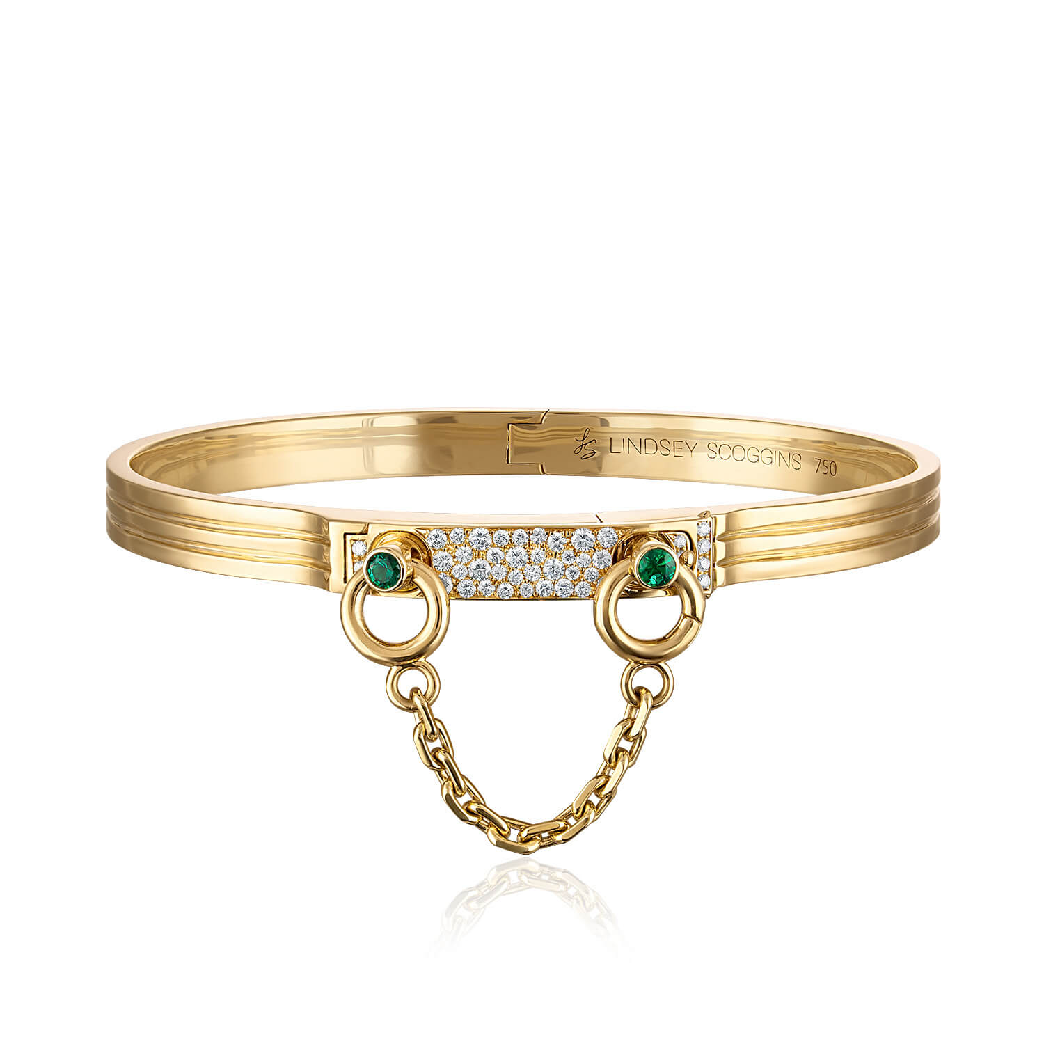 oath single cuff with pave and emeralds