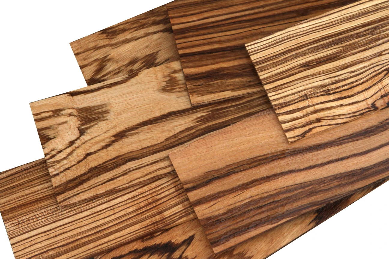 Zebrawood planks grain, colour and appearance
