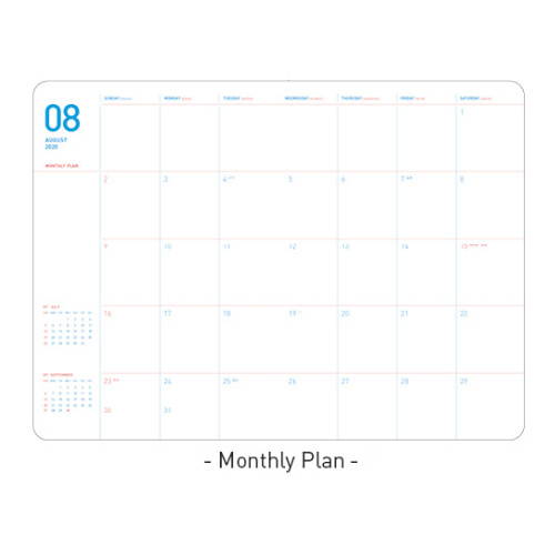 Monthly plan - Ardium 2020 Light dated daily planner scheduler