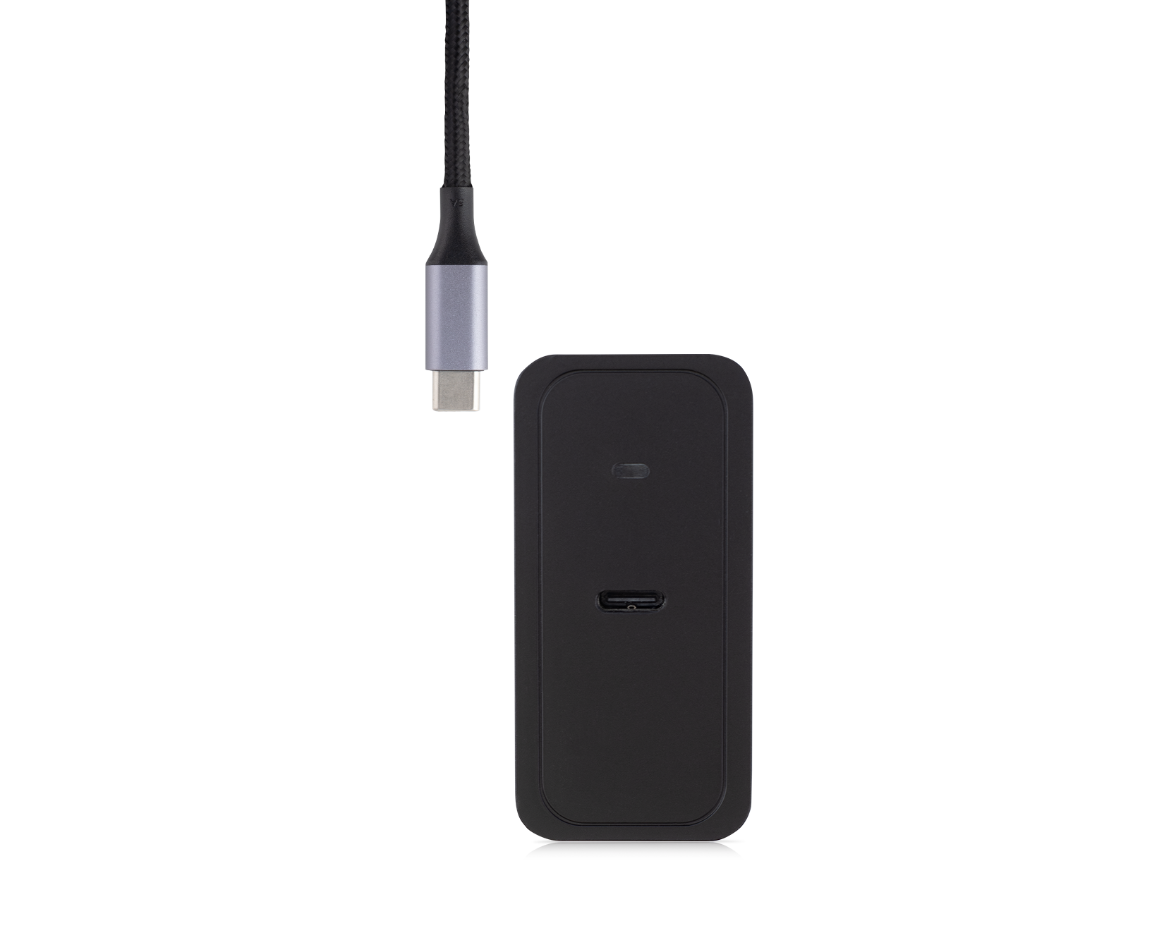 Black device with a USB-C connector.
