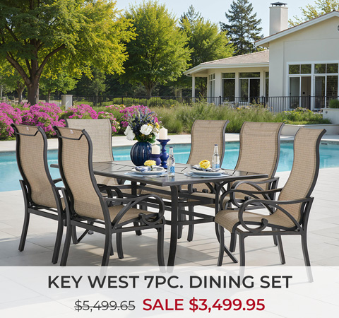 Key West 7-piece dining set on sale with outdoor setting.