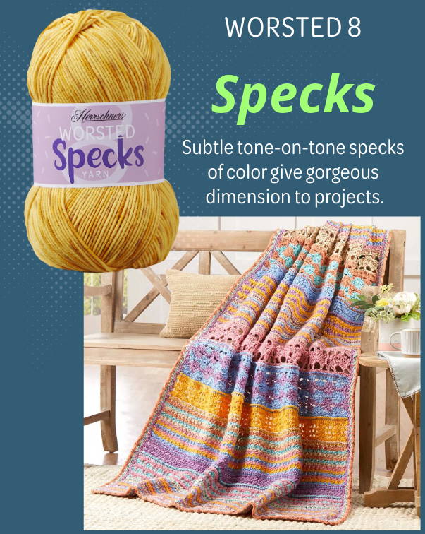 Herrschners Worsted 8Specks Yarn - add tone-on-tone specks of color that create dimension