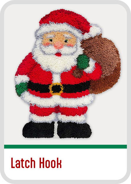 Santa Claus with a sack, designed for latch hook crafting. Christmas Latch Hook Kits