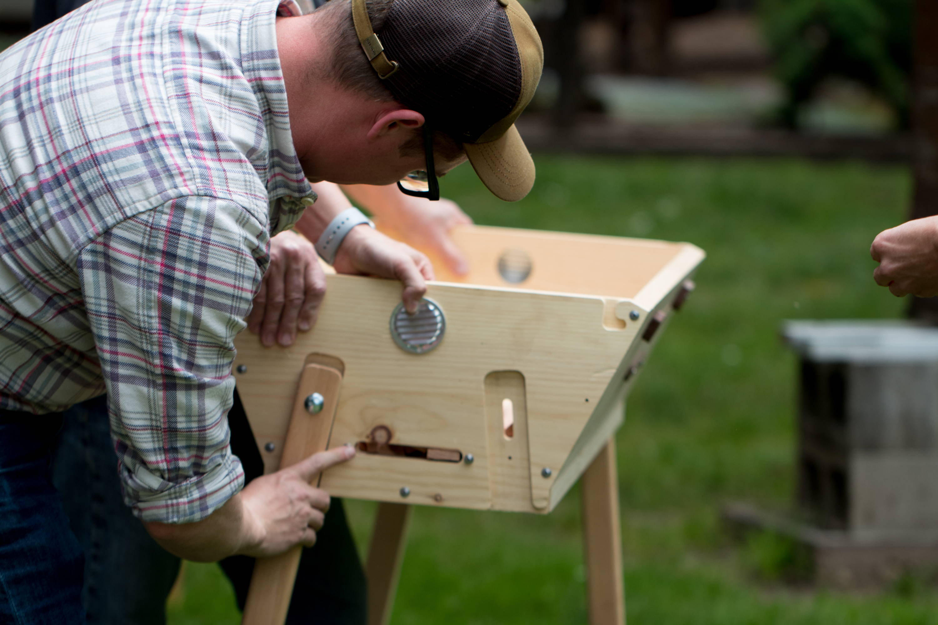 bee built top bar hive being assembled
