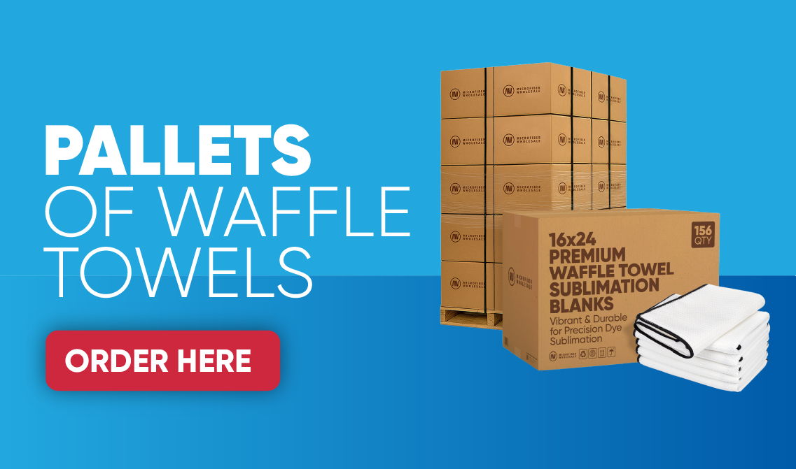 Pallets of waffle towels with an 
